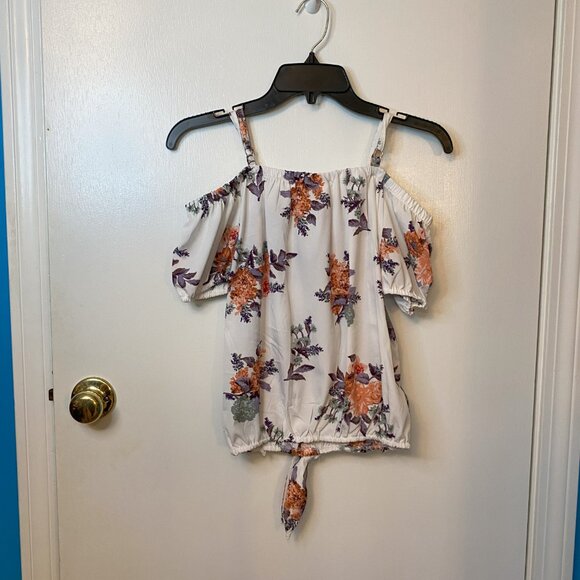 Mileage White floral off the shoulder top - Picture 2 of 9